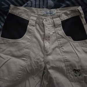 Stone Cargo Pants with Black Accents